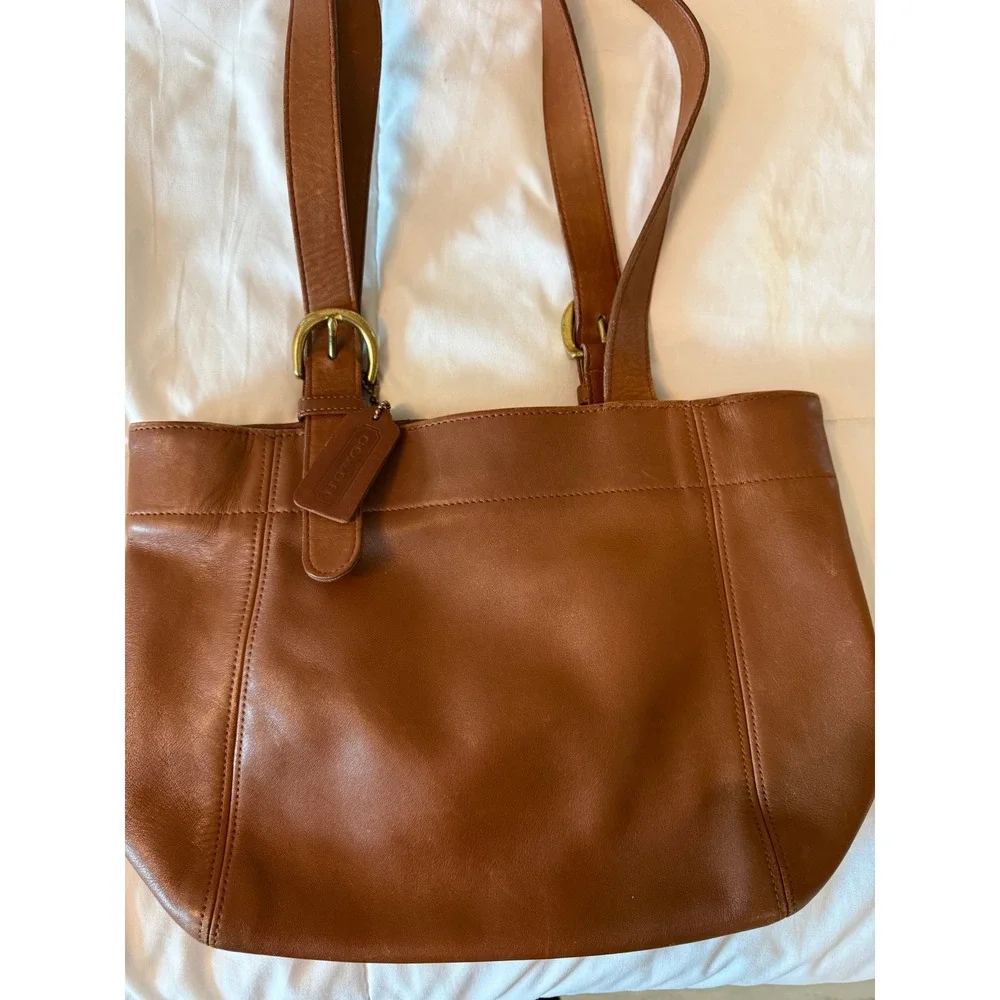 Vintage Coach Brown Leather Tote Bag USA Made G7H-4157 Brass Hardware Handbag